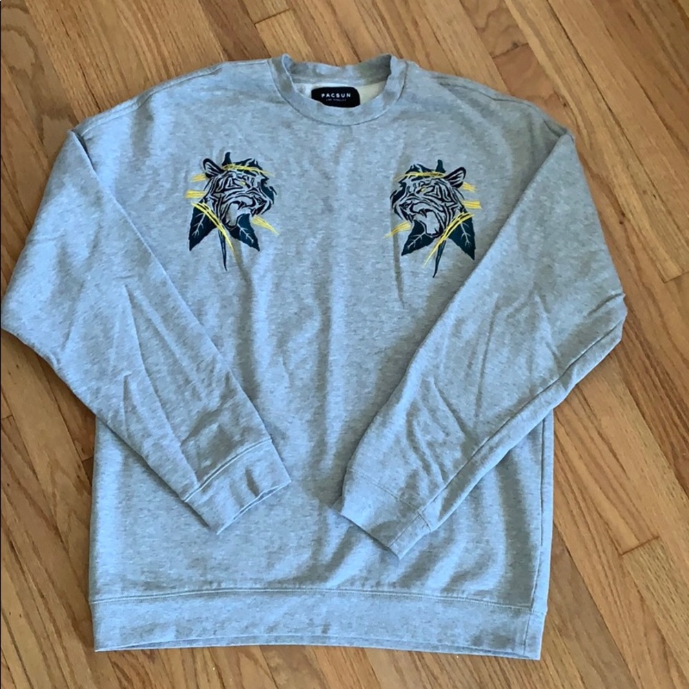 PACSUN Grey Crew Neck Sweatshirt